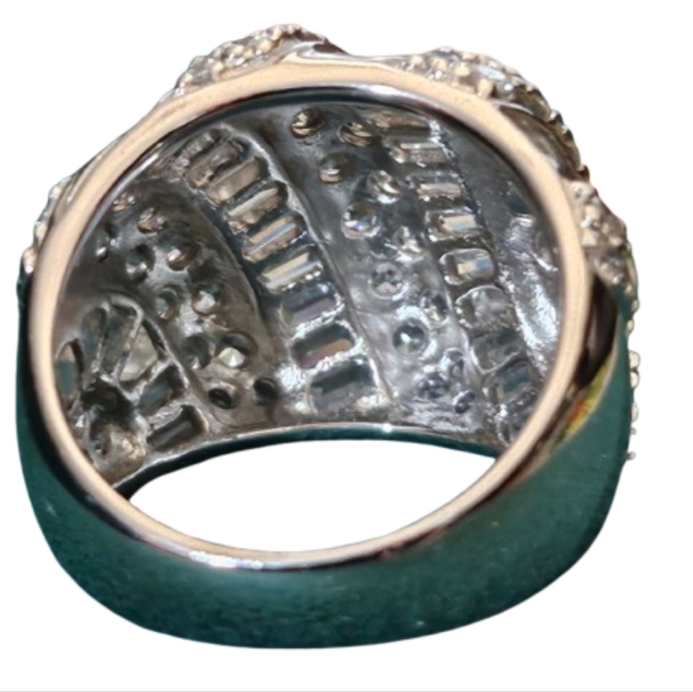๐ฃ Absolute 3.18ctw CZ Sterling Silver Round ๐ Baguette Dome Ring Fit 6.5 - 7๏ธโฃ - Picture 5 of 6